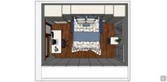  3D Living room/living room design - floor plan with bed