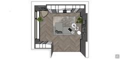  3D Living room/living room design - top view