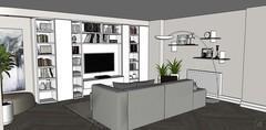  3D Living room/living room design - view of fitted wall