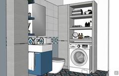 Design project to furnish a 3 sqm bathroom - laundry view