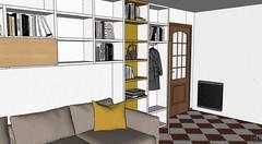 3D Open Space Design - interior detail with coat rack