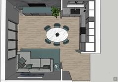 3D open space kitchen and living room project