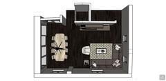  3D Living room/living room design - top view