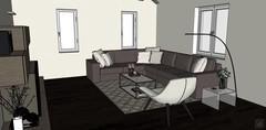  3D Living room/living room design - conversation area view