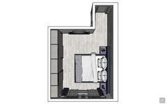 3D design of a double bedroom - plan