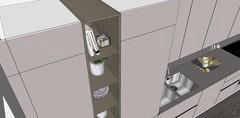 3D Kitchen design - detail of open compartments