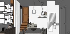  3D Living room/living room design - entrance view