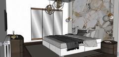  3D Room design - bed view and mirrors