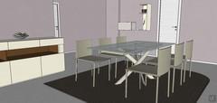 3D Living room/living room design - detail extending table