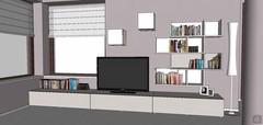 3D Living room/living room design - detail of a fitted wall