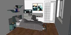 3D design - bed view and study area