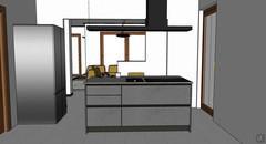 3D Open Space Design - kitchen island detail equipped with drawers and baskets