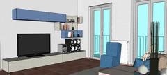 3D Living room/living room design - view of relaxation area