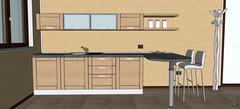 3D Open Space Design - Maia kitchen detail with peninsula