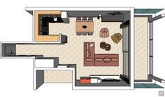  3D Living room/living room design - top view