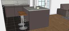 3D Open Space Design - kitchen stools detail