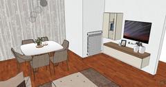 Progetto 3D Soggiorno/Salotto - Parete Tv e zona pranzo