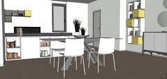 3D Living room/living room design - dining area view