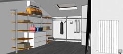 3D Open Space Design - sleeping area - walk-in closet detail