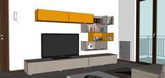 3D Open Space Design - view of a wall unit