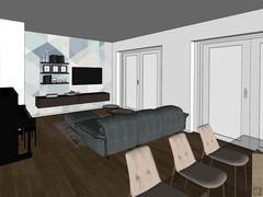 Render of relaxation area with sofa