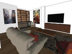 Render relaxation area of open plan living