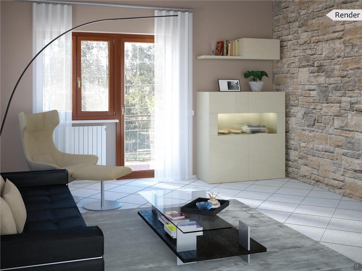 Ideas and tips for furnishing a 20 sqm rectangular living room - render