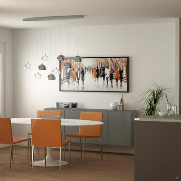 Progettazione 3D Open Space - render zona pranzo