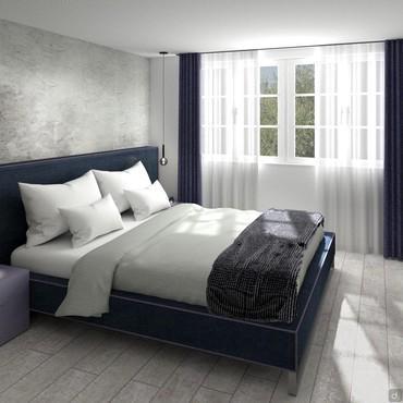 Design project of a bedroom with king size bed  - render