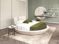 Master bedroom in shades of white, beige, pearl and sage green.