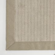 Cipro striped linen rug with applied edge in natural linen