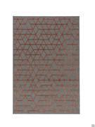 Rectangular rug Malaga with brick red embossed pattern on Grey background