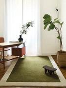 Green and white rectangular Basel carpet with contrasting frame