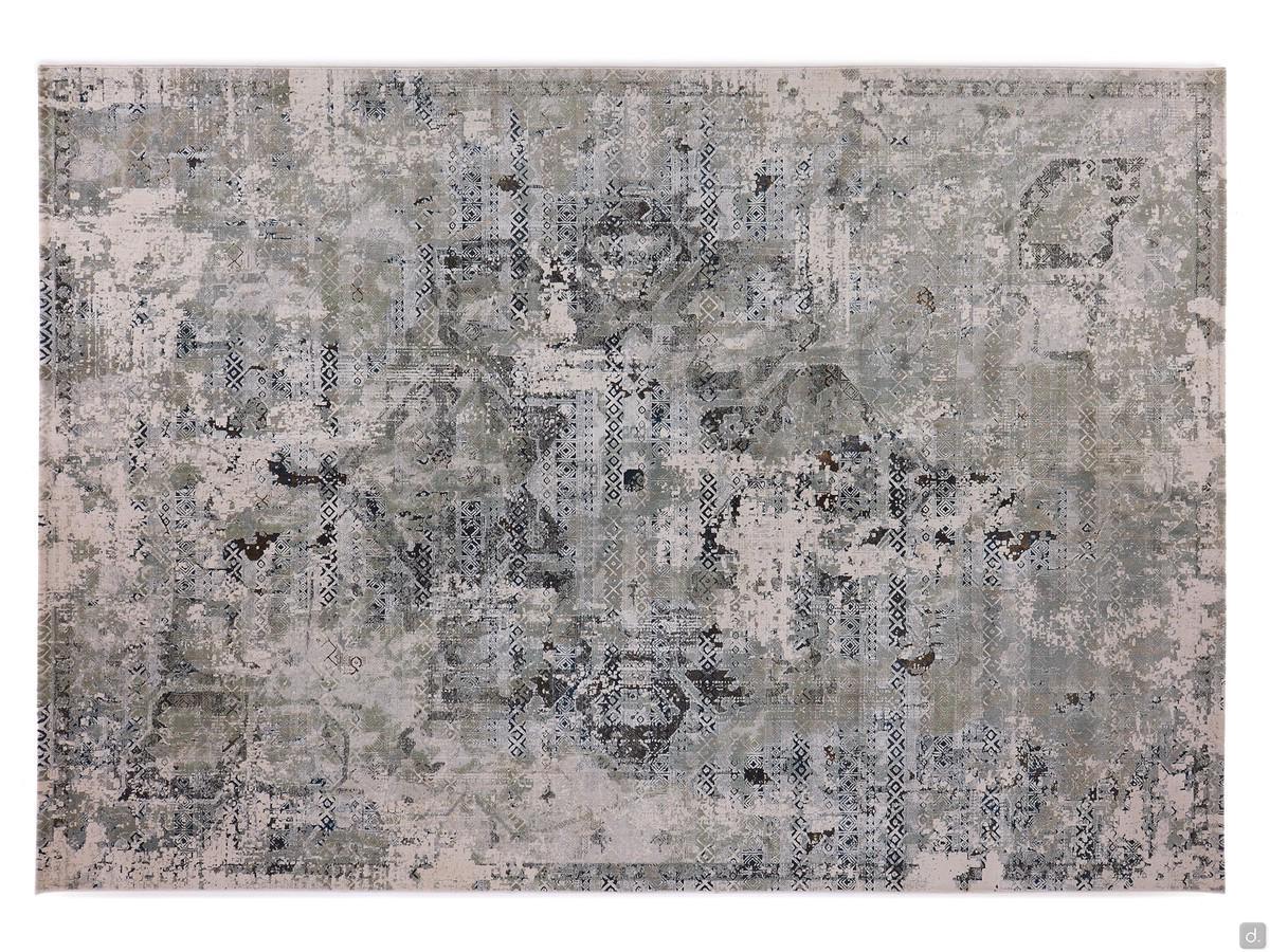 Vanity antique-effect patterned carpet in shades of grey