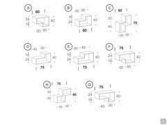 Cube shelf - models and measurements - width 60 cm and 75 cm