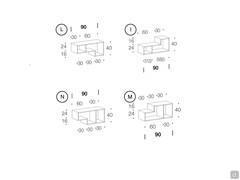 Cube shelf - models and measurements - width cm 90