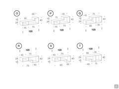 Cube Shelf - models and measurements - width cm 120