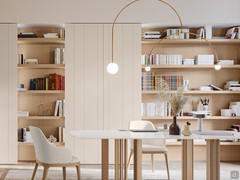 Wall unit with shelves in light open pore oak 