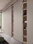 Lounge shelves 5 cm thick inserted inside niches between wardrobes