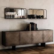 Designer shelf with mirrored back Tresor by Cattelan from the distinctive embossed metal frame