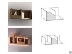 California shelf with side edge - Detail of optional pull-out drawer, available on 60 and 90 cm wide horizontal wooden models