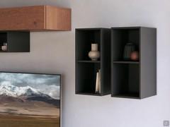 Fly double compartment open elements with vertical orientation. Possible use to complement equipped walls