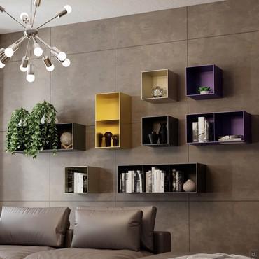 Swan cube-shaped metal shelf