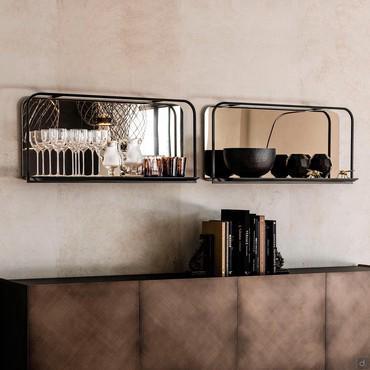 Designer shelf with mirrored back Tresor by Cattelan from the distinctive embossed metal frame