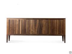 Haruko sideboard in solid wood with high feet cm 210 d.50 h.88 with 2 hinged doors and 2 central drawers