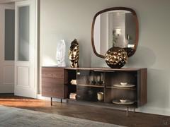 Credenza con struttura in legno e ante in vetro Galaxy con tre cassetti, due ante e un vano a giorno