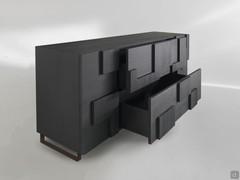 Modern solid wood sideboard Lima with optional black metal feet