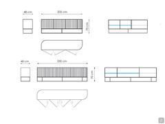 Dune sideboard in models 205 cm and 250 cm. Both models come with 2 glass shelves as standard