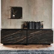 Europa modern sideboard with sliding doors by Cattelan, gloss portoro marble Keramik stone