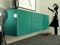 Opening through push-pull of the hinged doors, drawers and big drawers